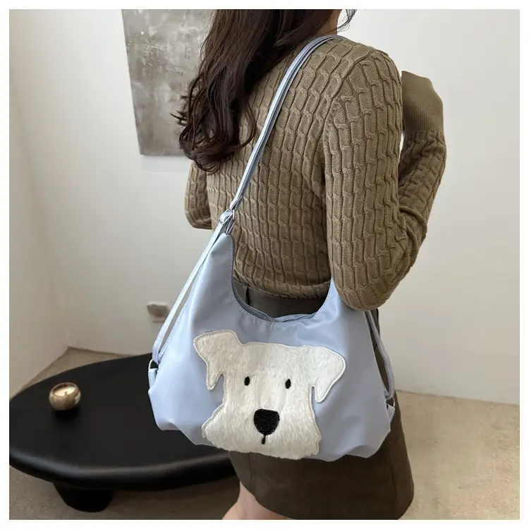 Women's Black Dog Face Shoulder Tote Bag Large Capacity — feature 8