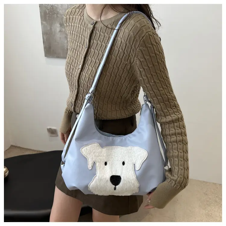 Women's Black Dog Face Shoulder Tote Bag Large Capacity — feature 9