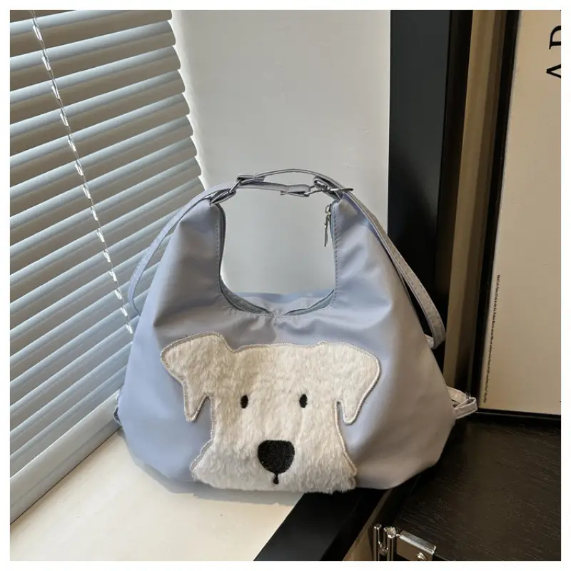 Women's Black Dog Face Shoulder Tote Bag Large Capacity - Image 2