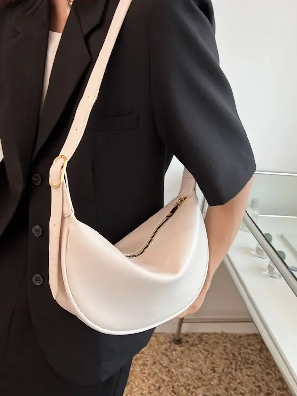 Women's White Underarm Bag with Blue Strap 2024 - Image 10
