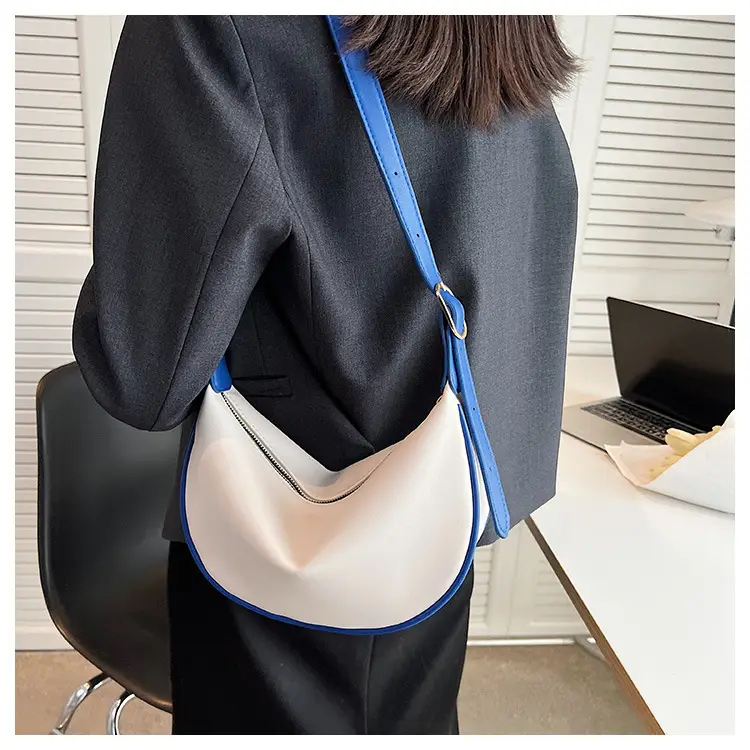 Women's White Underarm Bag with Blue Strap 2024 — feature 40