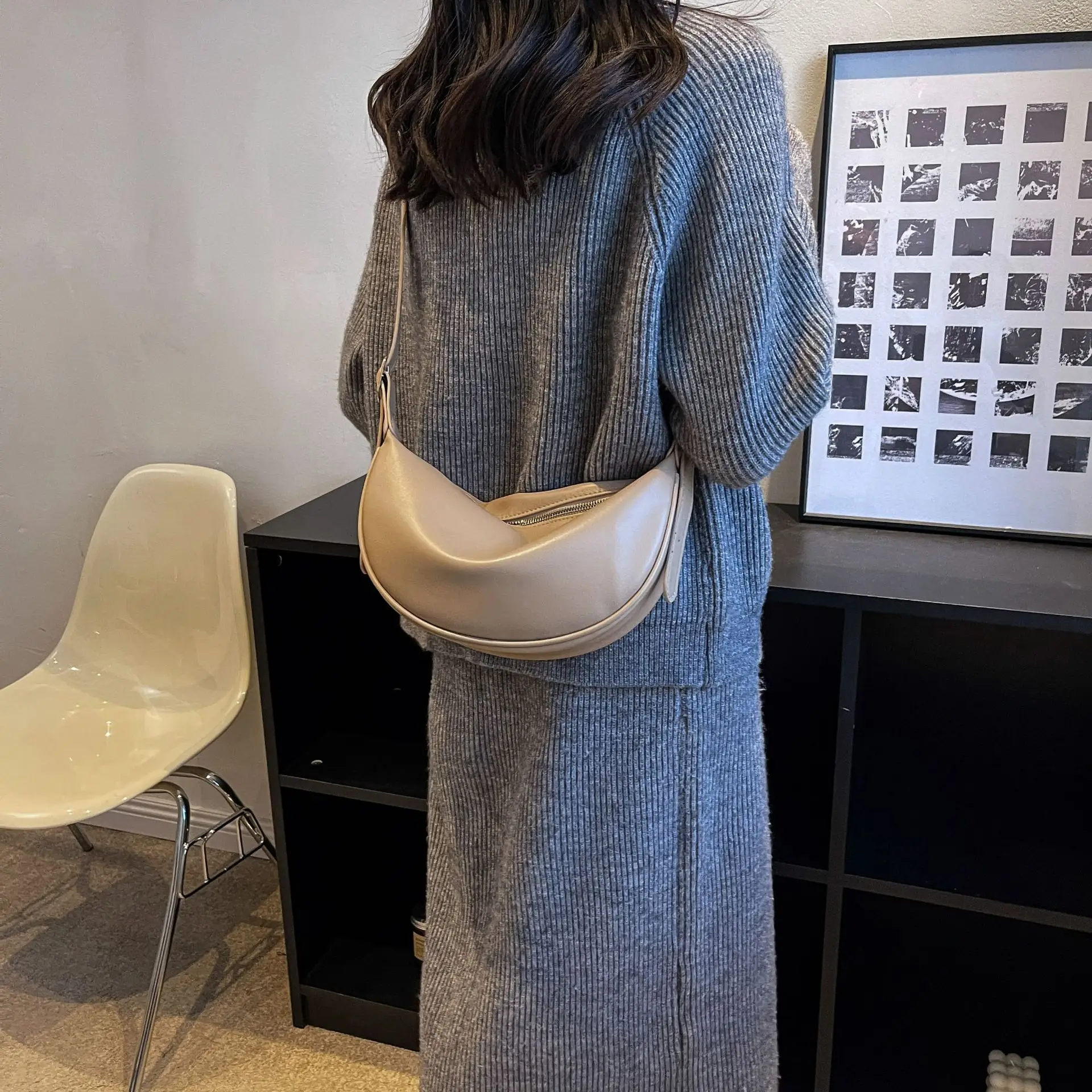 Women's White Underarm Bag with Blue Strap 2024 — feature 49