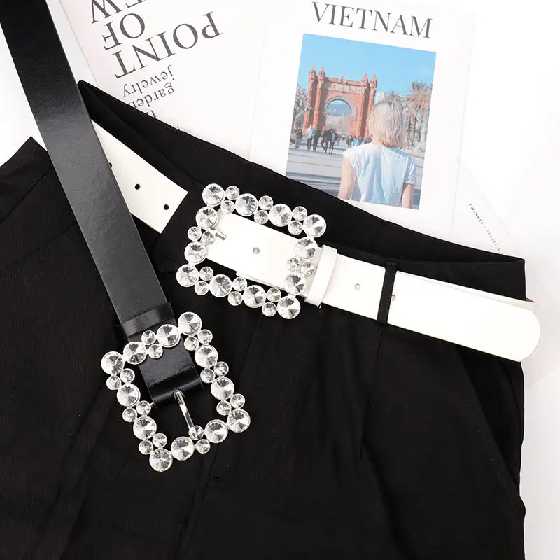 Women's Diamond Belt with Elegant Belt Buckle