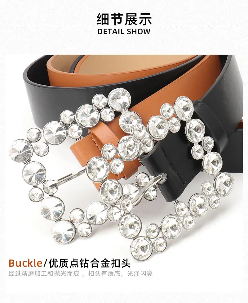 Women's Diamond Belt with Elegant Belt Buckle — feature 10