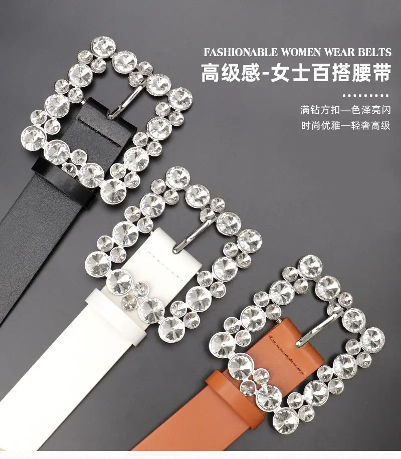 Women's Diamond Belt with Elegant Belt Buckle — feature 3