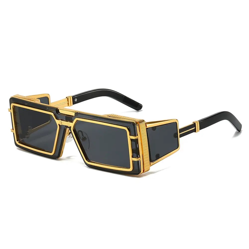 Punk High-End Sunglasses for Men Silver Transparent