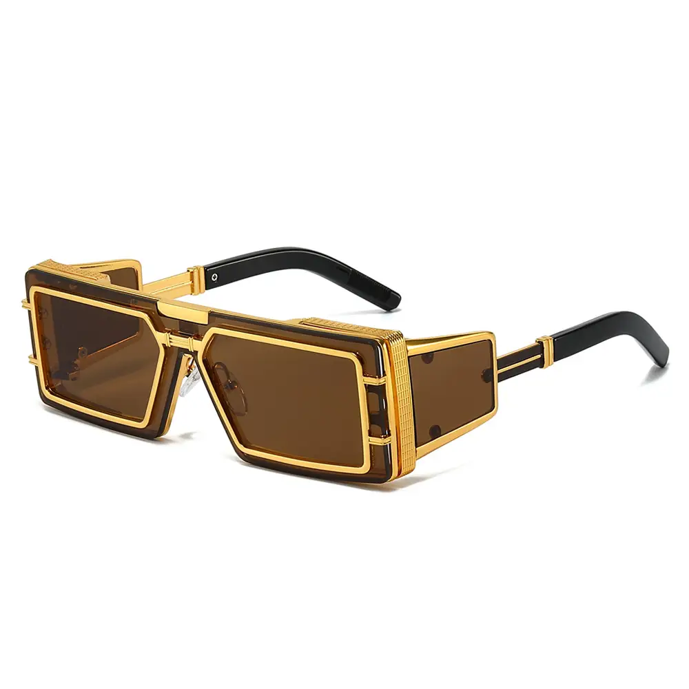 Punk High-End Sunglasses for Men Silver Transparent