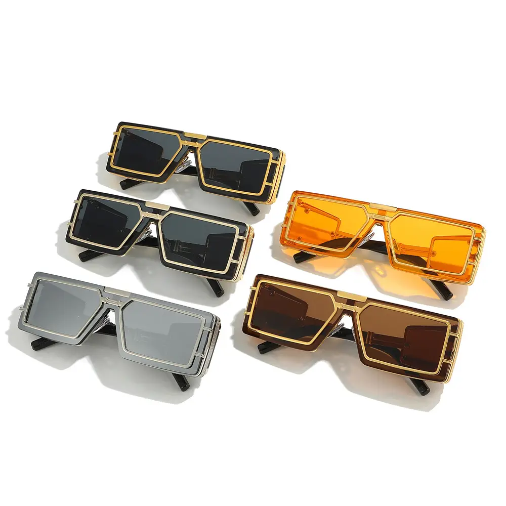 Punk High-End Sunglasses for Men Silver Transparent