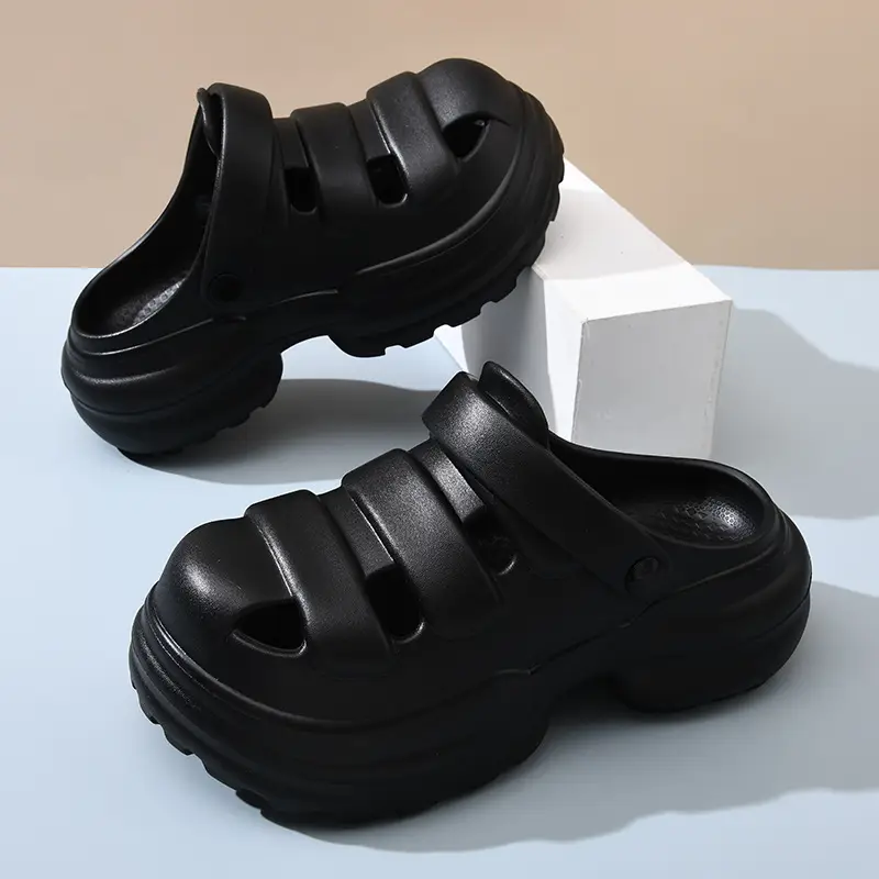 Summer Cave Shoes Women's Outer Wear Thick Sole Increased Non-slip Baotou Slippers EVA Wear-resistant Deodorant Couple Beach Sandals - Image 5