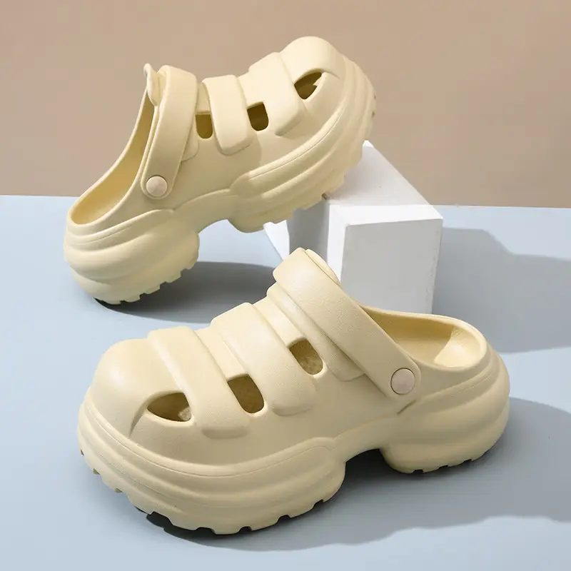 Summer Cave Shoes Women's Outer Wear Thick Sole Increased Non-slip Baotou Slippers EVA Wear-resistant Deodorant Couple Beach Sandals - Image 6