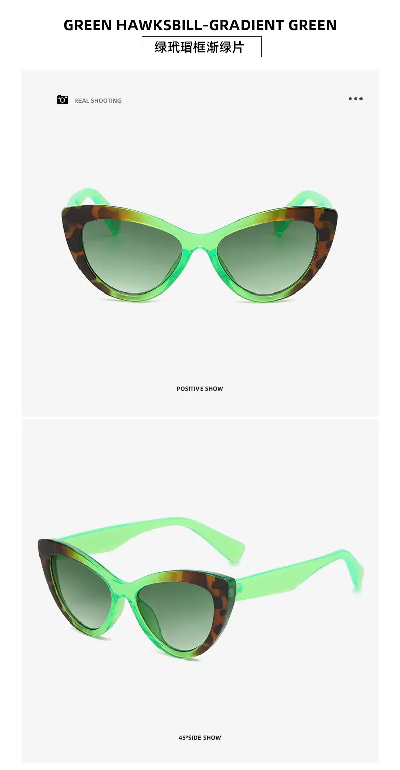 Black Hawkbill Cat's Eye Sunglasses Black Gray — feature 16