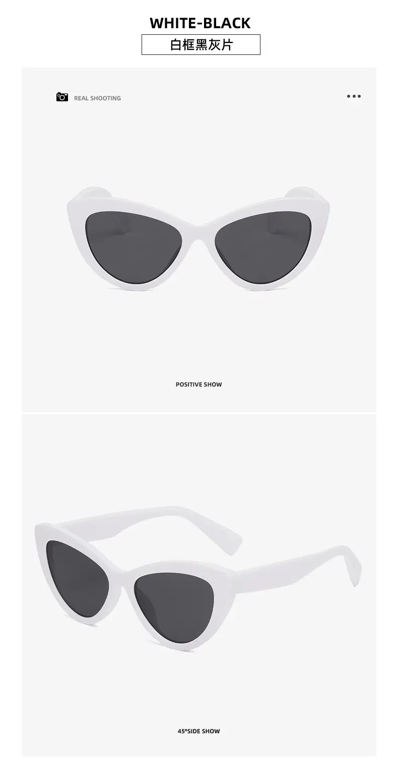 Black Hawkbill Cat's Eye Sunglasses Black Gray — feature 18