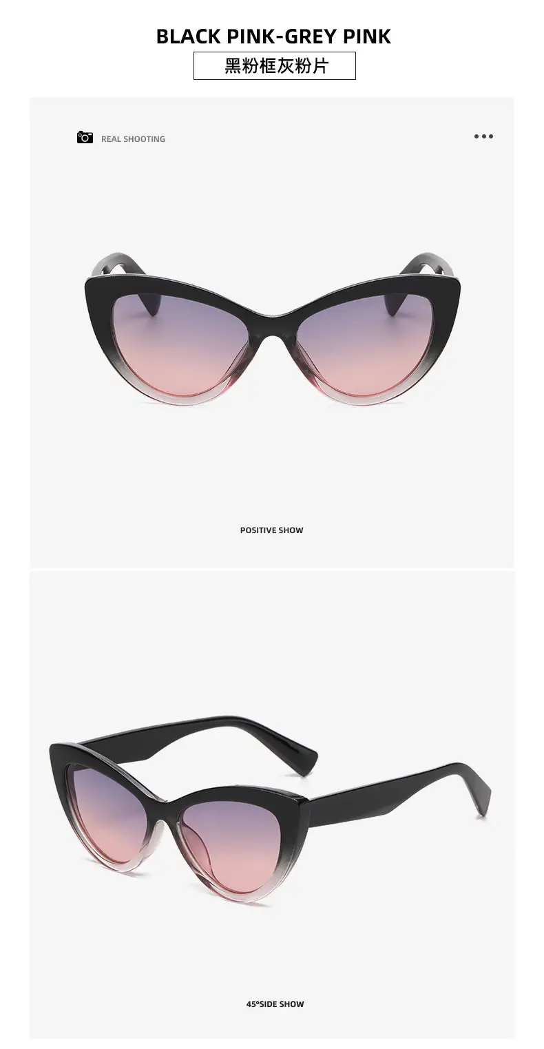 Black Hawkbill Cat's Eye Sunglasses Black Gray — feature 19