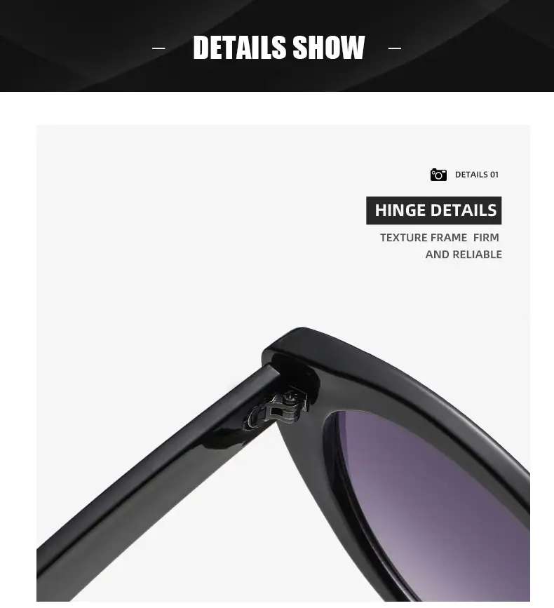 Black Hawkbill Cat's Eye Sunglasses Black Gray — feature 21