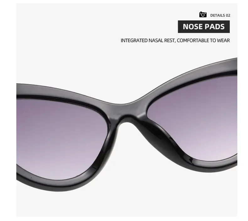 Black Hawkbill Cat's Eye Sunglasses Black Gray — feature 22