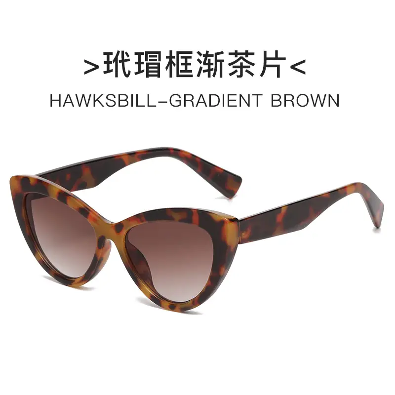 Black Hawkbill Cat's Eye Sunglasses Black Gray - Image 4