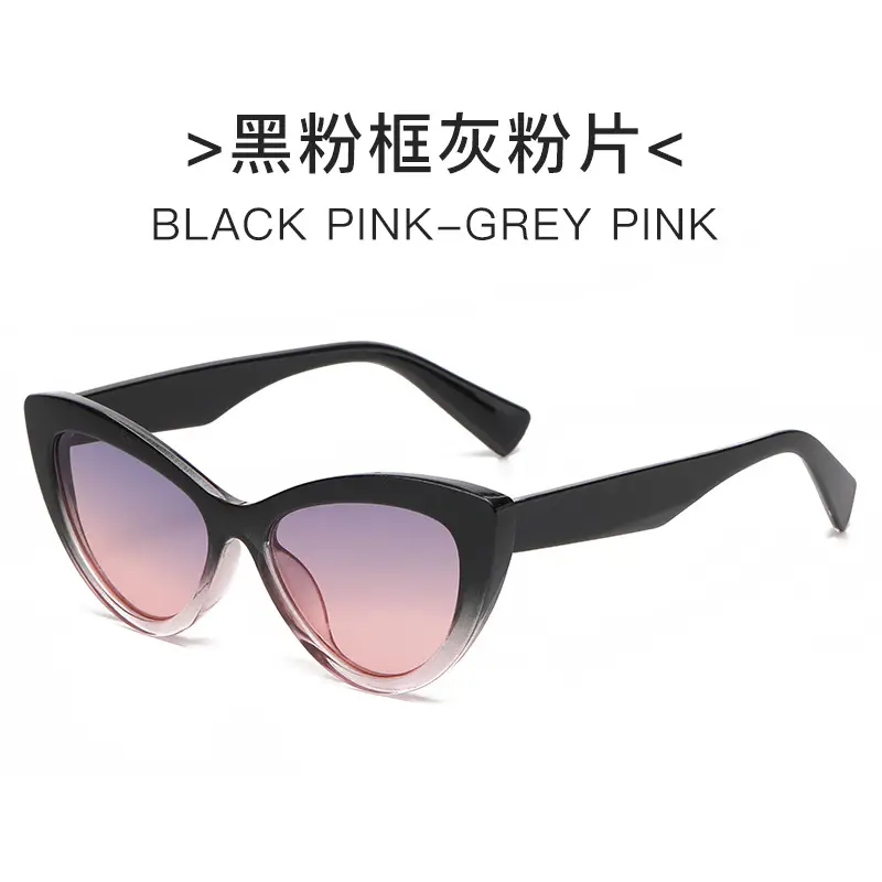 Black Hawkbill Cat's Eye Sunglasses Black Gray - Image 6