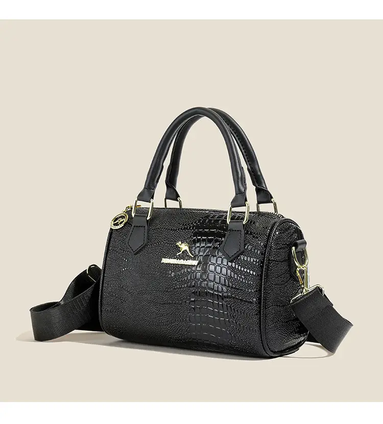 Black Croc Embroidered Women's Handbag with Chain Strap — feature 11
