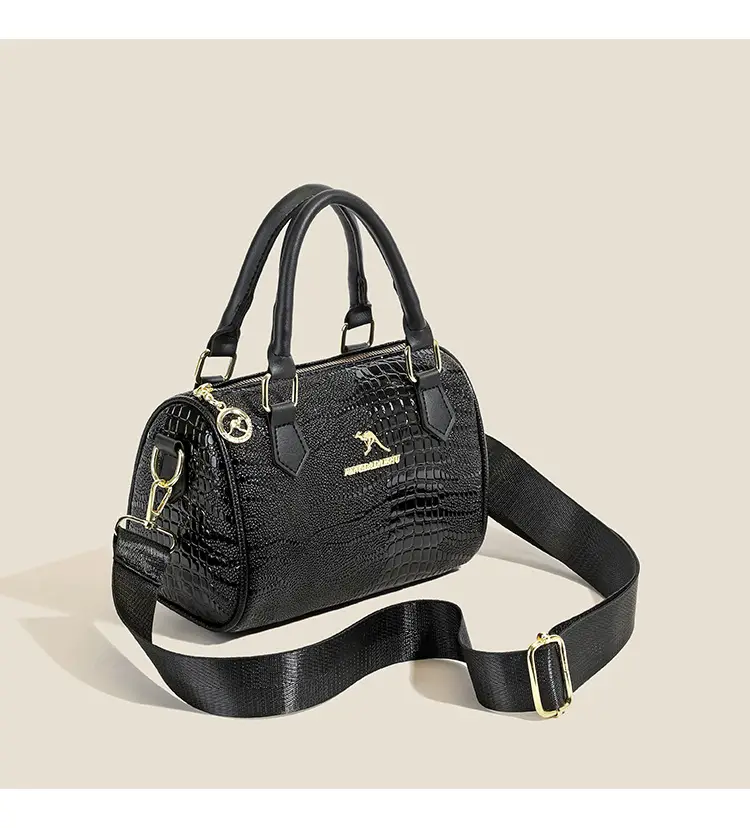Black Croc Embroidered Women's Handbag with Chain Strap — feature 12