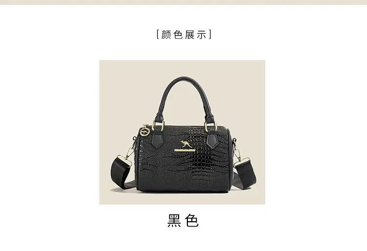 Black Croc Embroidered Women's Handbag with Chain Strap — feature 5