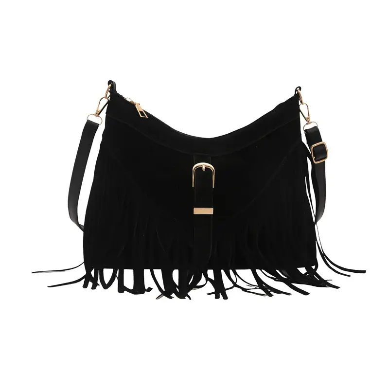 Korean Style Fringed Suede Shoulder Bag Brown - Image 9