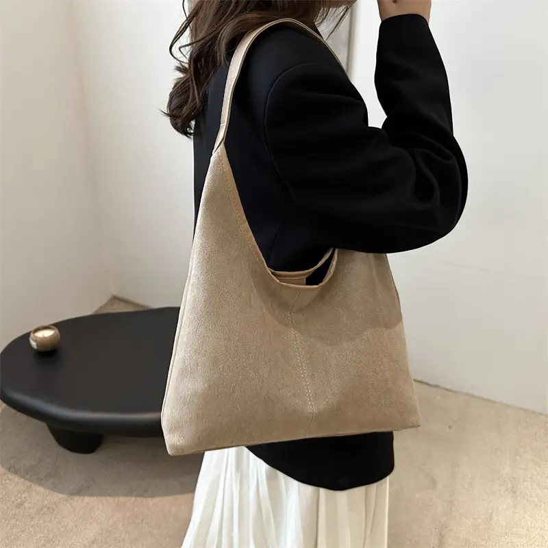 Women's Suede Shoulder Bag Brown Large Capacity