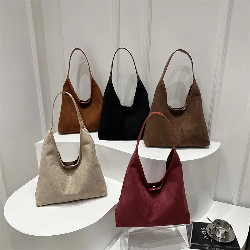 Women's Suede Shoulder Bag Brown Large Capacity
