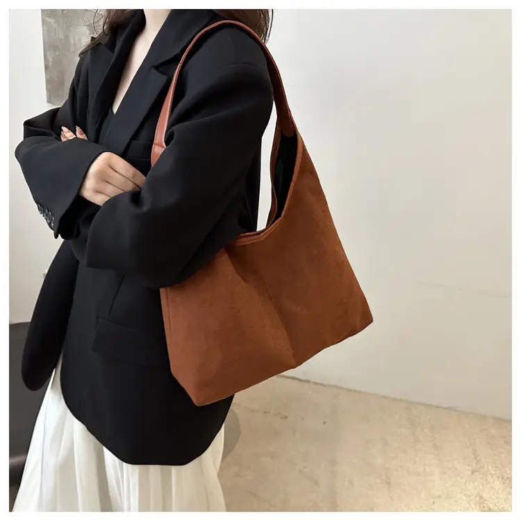Women's Suede Shoulder Bag Brown Large Capacity — feature 11