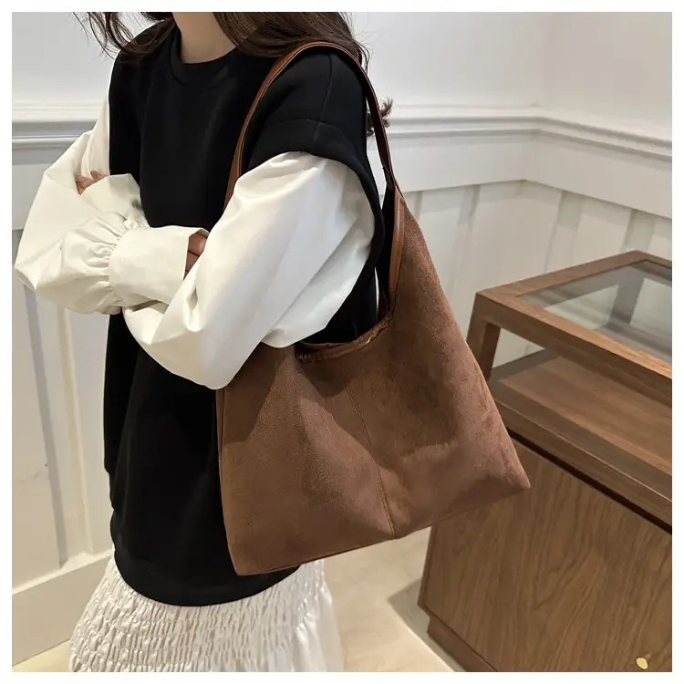 Women's Suede Shoulder Bag Brown Large Capacity — feature 15