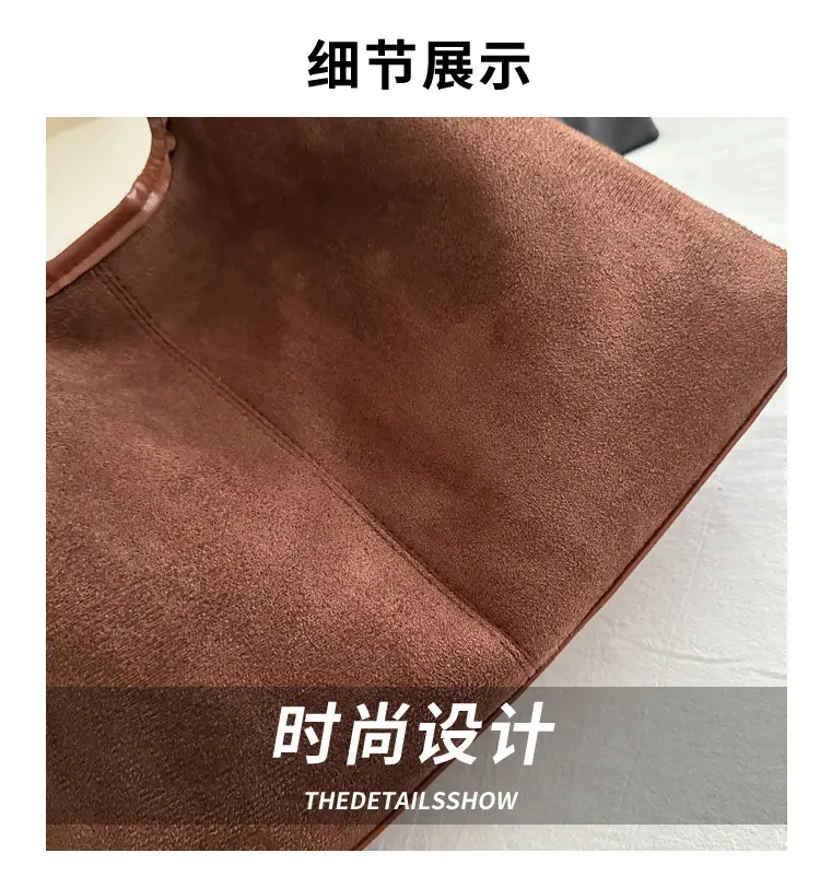 Women's Suede Shoulder Bag Brown Large Capacity — feature 3