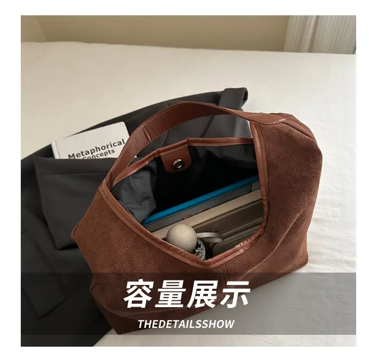Women's Suede Shoulder Bag Brown Large Capacity — feature 6