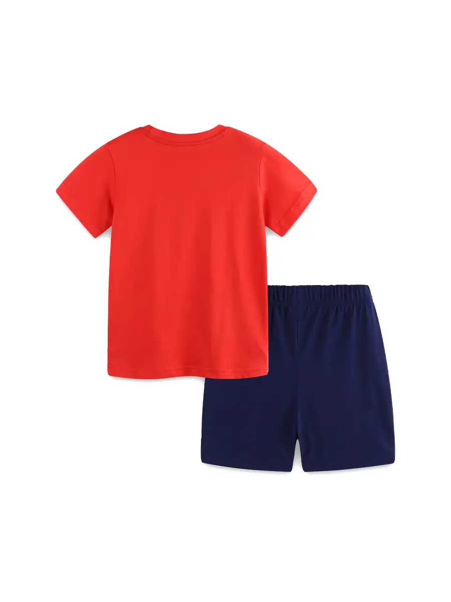 Summer New Boys Cotton Shorts Suit Red Green Frog Print - Image 4