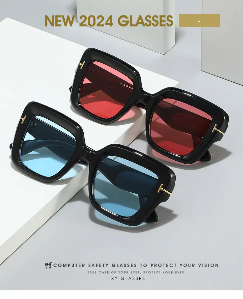 Black Frame Blue Sunglasses for Women — feature 5
