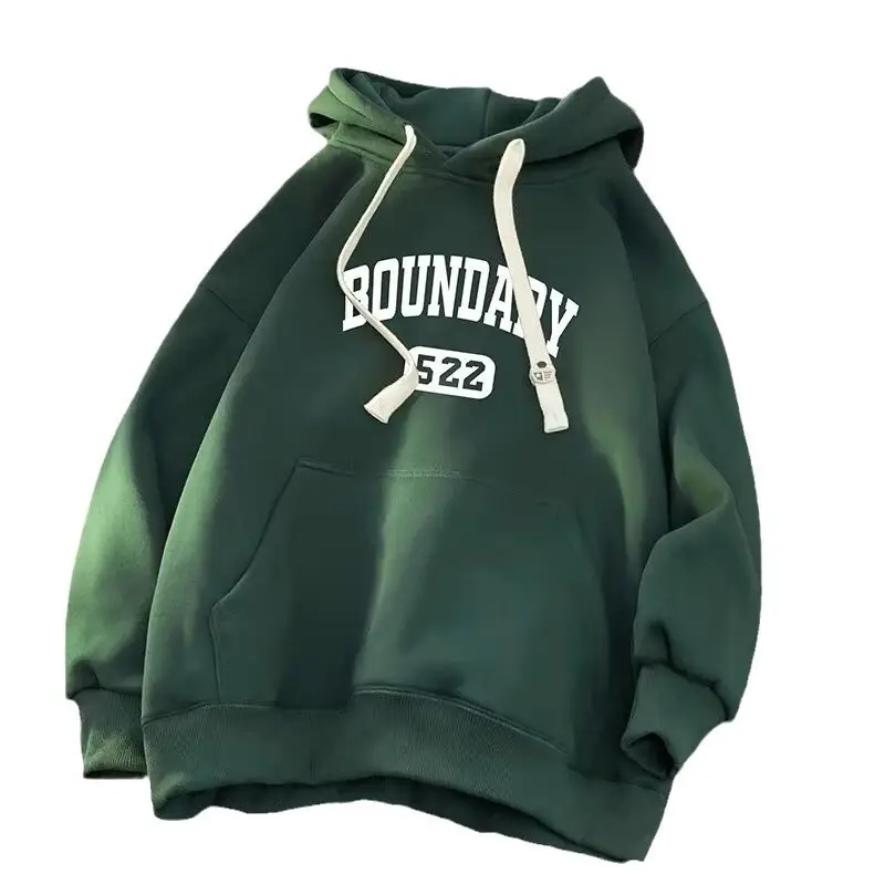 Wholesale sweater men's winter hooded sports sweater pullover Korean casual men's fleece-lined thickened top trend