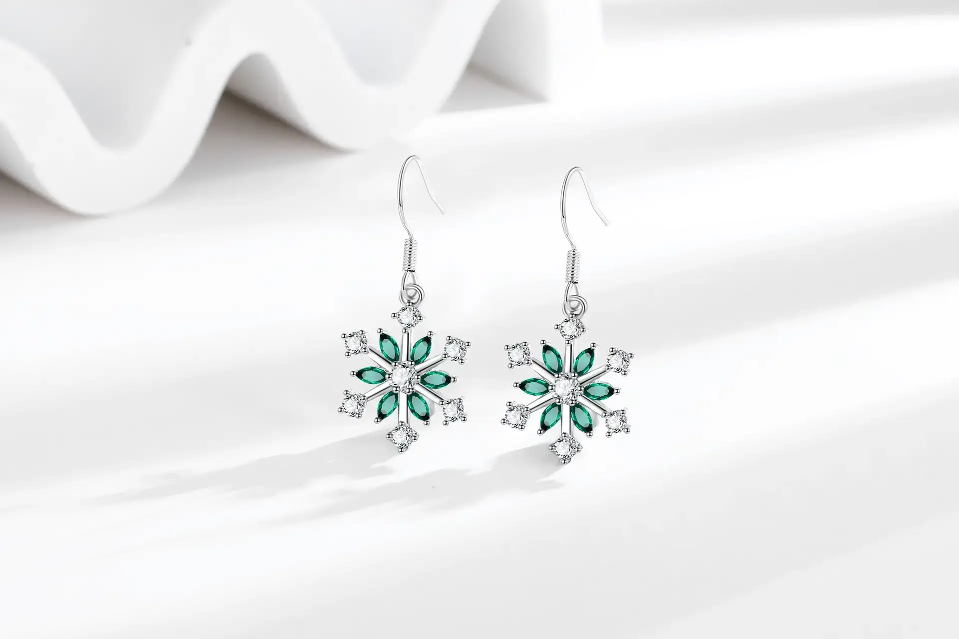 Ice Flower Snowflake Earrings Women Silver Zircon Elegant — feature 4