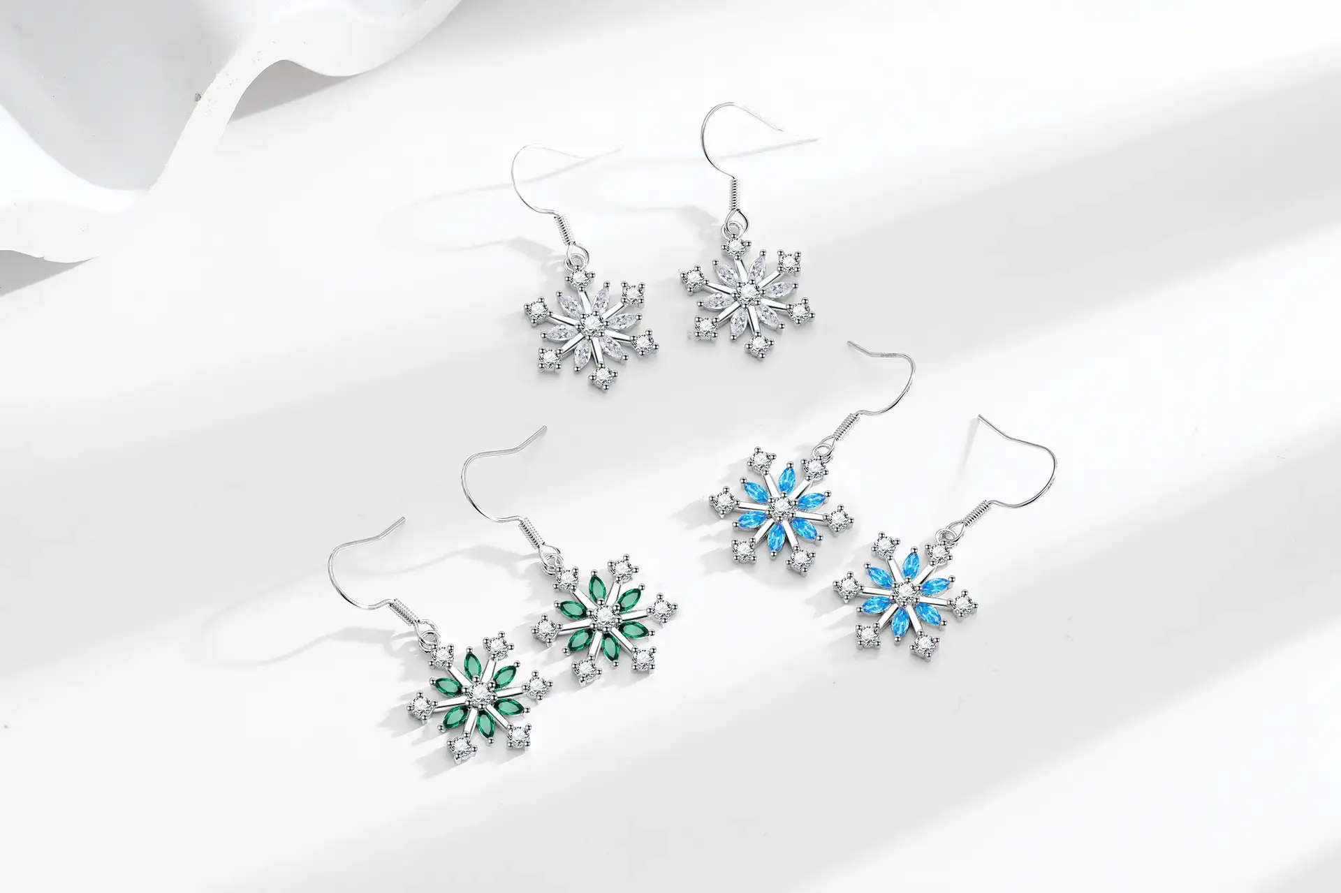 Ice Flower Snowflake Earrings Women Silver Zircon Elegant — feature 6
