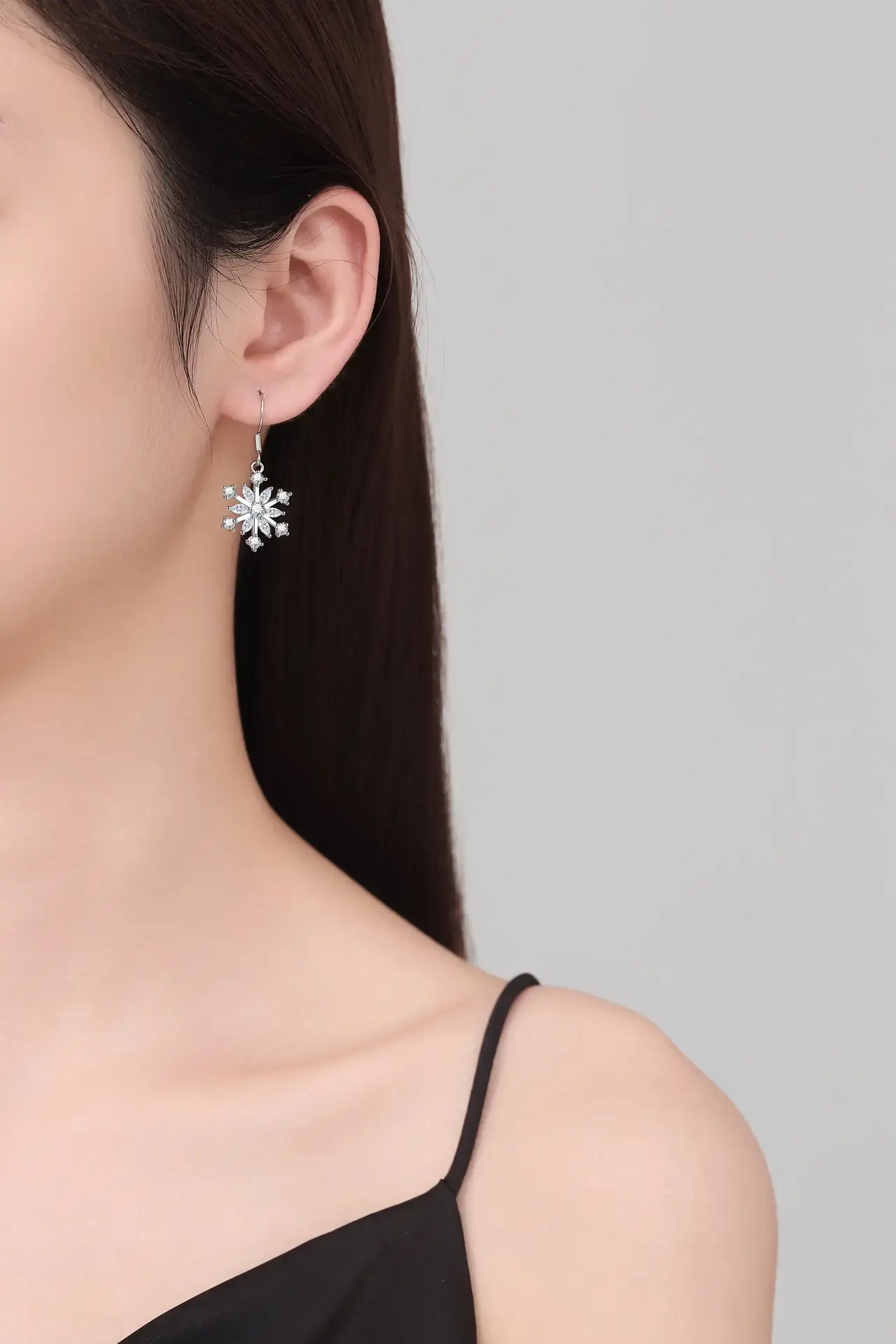 Ice Flower Snowflake Earrings Women Silver Zircon Elegant — feature 7