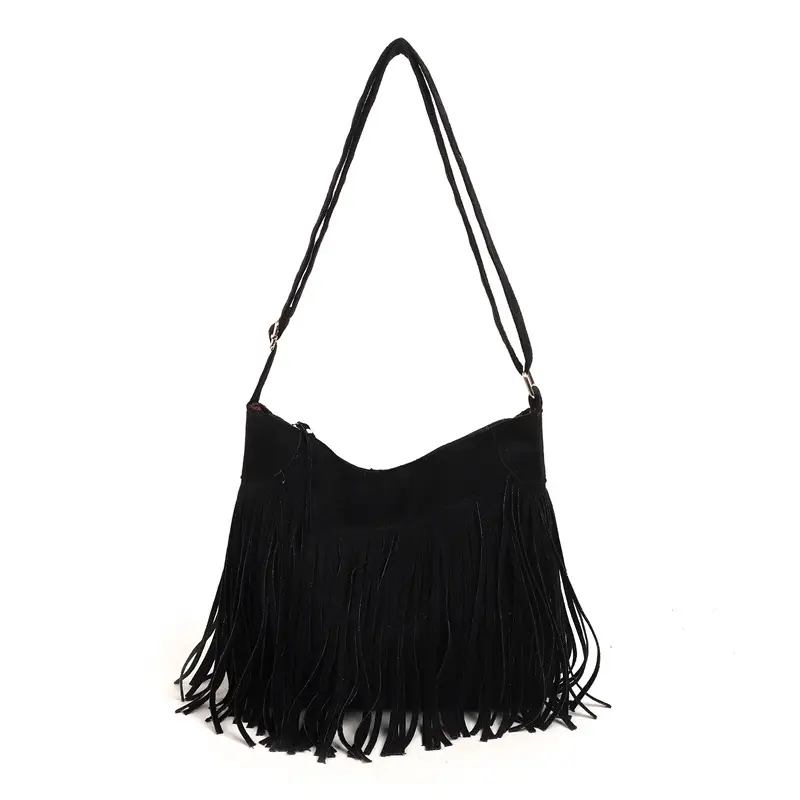 2025 Retro Tassel Shoulder Bag Brown European Style - Image 2