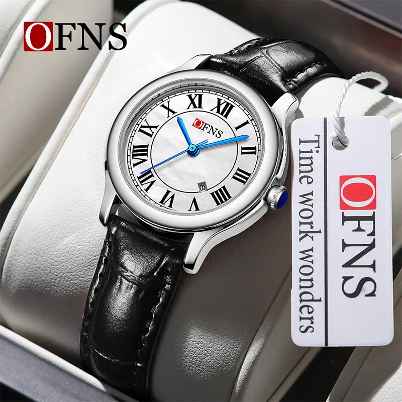 O'Fani Women's Brown Leather Roman Scale Watch - Image 9