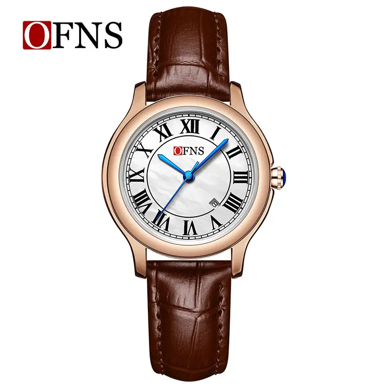 O'Fani Women's Brown Leather Roman Scale Watch - Image 11