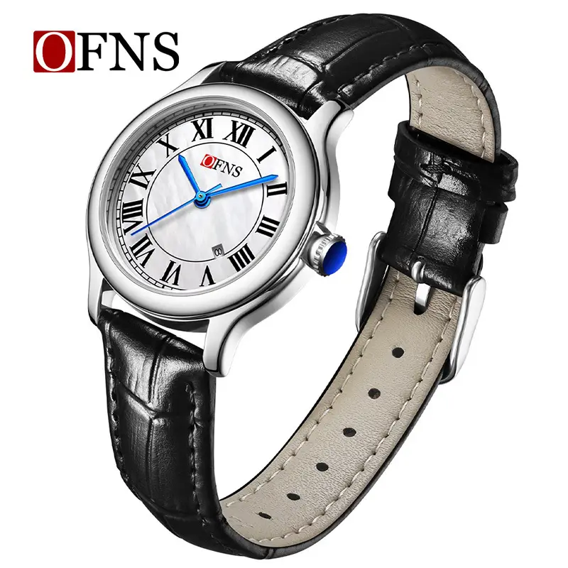 O'Fani Women's Brown Leather Roman Scale Watch - Image 2
