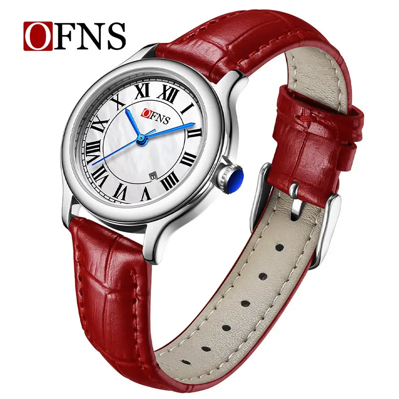 O'Fani Women's Brown Leather Roman Scale Watch - Image 3
