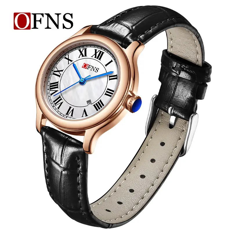 O'Fani Women's Brown Leather Roman Scale Watch - Image 5