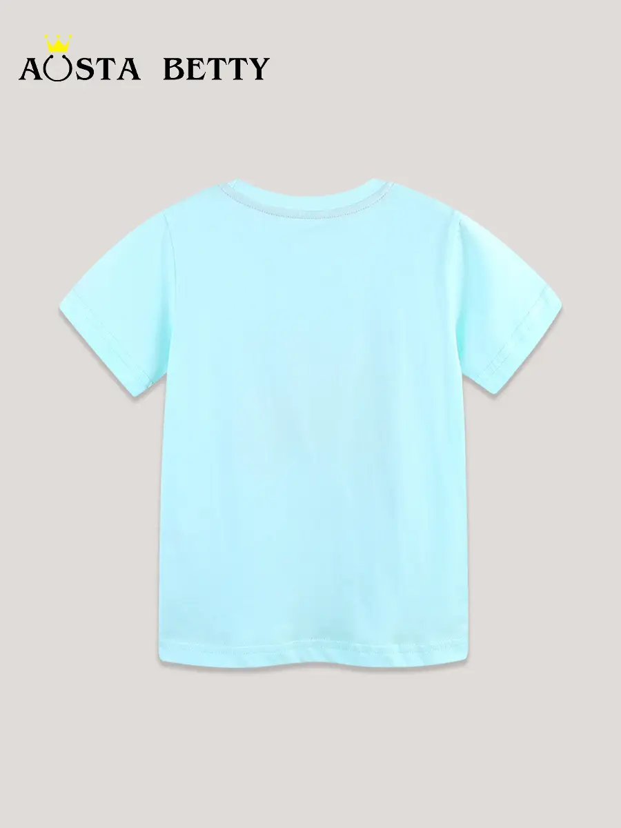 26 Summer Boys T-Shirt Fire Truck Cartoon Light Blue