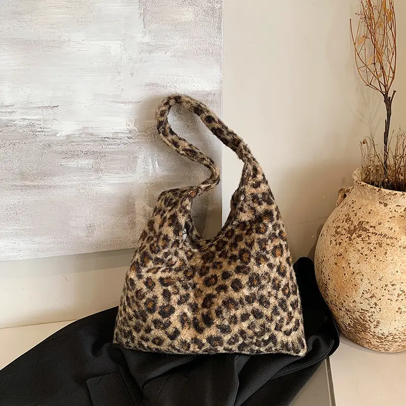 Leopard Print Shoulder Bag for Women Autumn Winter Casual Large Capacity