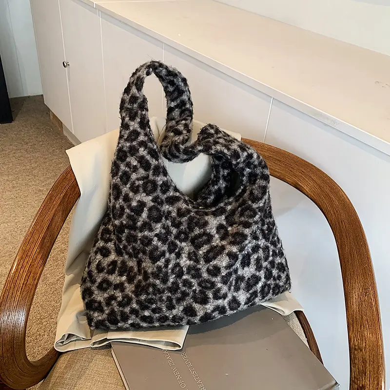 Leopard Print Shoulder Bag for Women Autumn Winter Casual Large Capacity