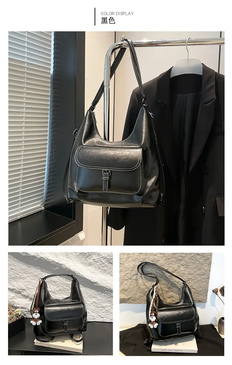 Women's Retro Brown Leather Shoulder Bag Large Capacity Winter 2024 — feature 13