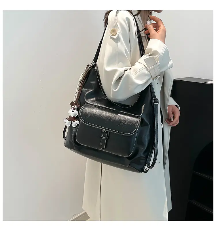 Women's Retro Brown Leather Shoulder Bag Large Capacity Winter 2024 — feature 32