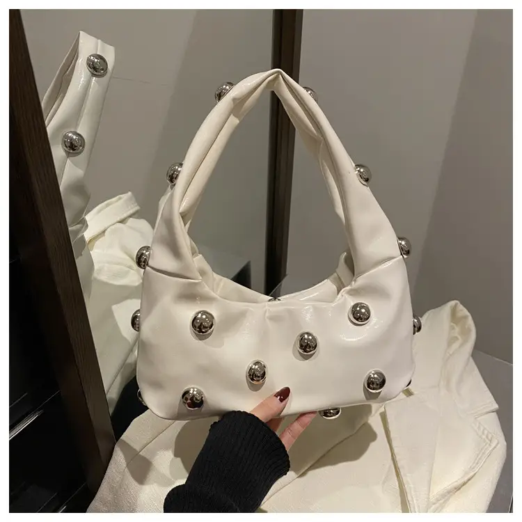 2024 Winter Women's White Rivet Shoulder Bag — feature 18