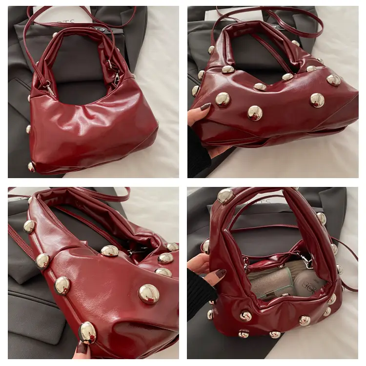 2024 Winter Women's White Rivet Shoulder Bag — feature 7